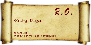 Réthy Olga névjegykártya